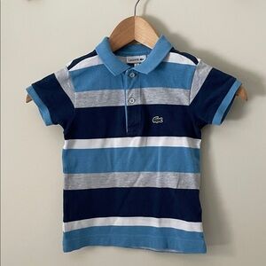 Lacoste Kids Polo - Blue, Light Blue, and Gray Stripes